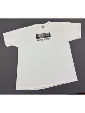 Rare Vintage 90s Hersheys Milk Chocolate Picture Perfect Snack White XL Promo T